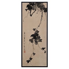 Dipinto giapponese della fine del XVIII secolo con cornice, Vite a inchiostro di Tenryu Dojin