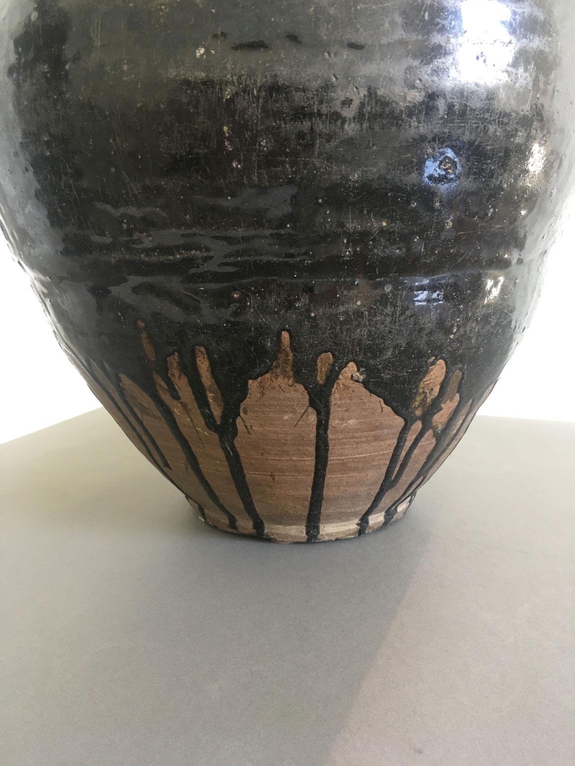 Late 18th Century Khmer Brown Glazed Terracotta Vase For Sale 9