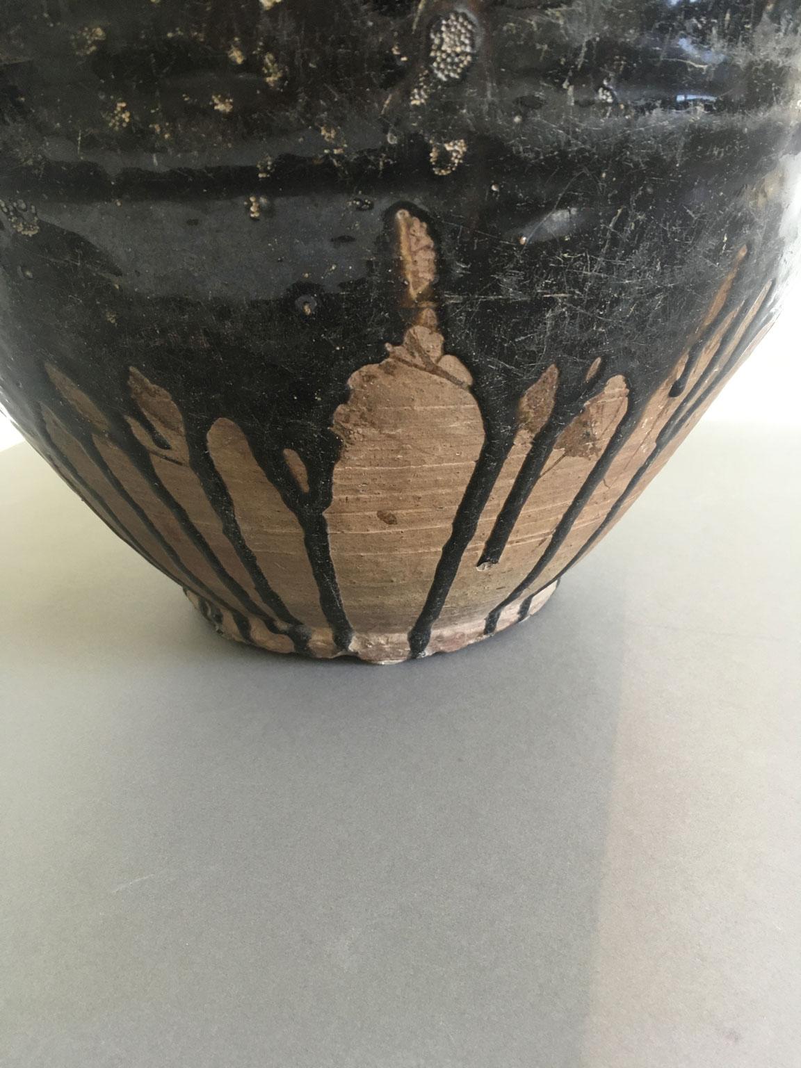Late 18th Century Khmer Brown Glazed Terracotta Vase For Sale 10