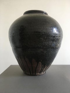 Late 18th Century Khmer Brown Glazed Terracotta Vase