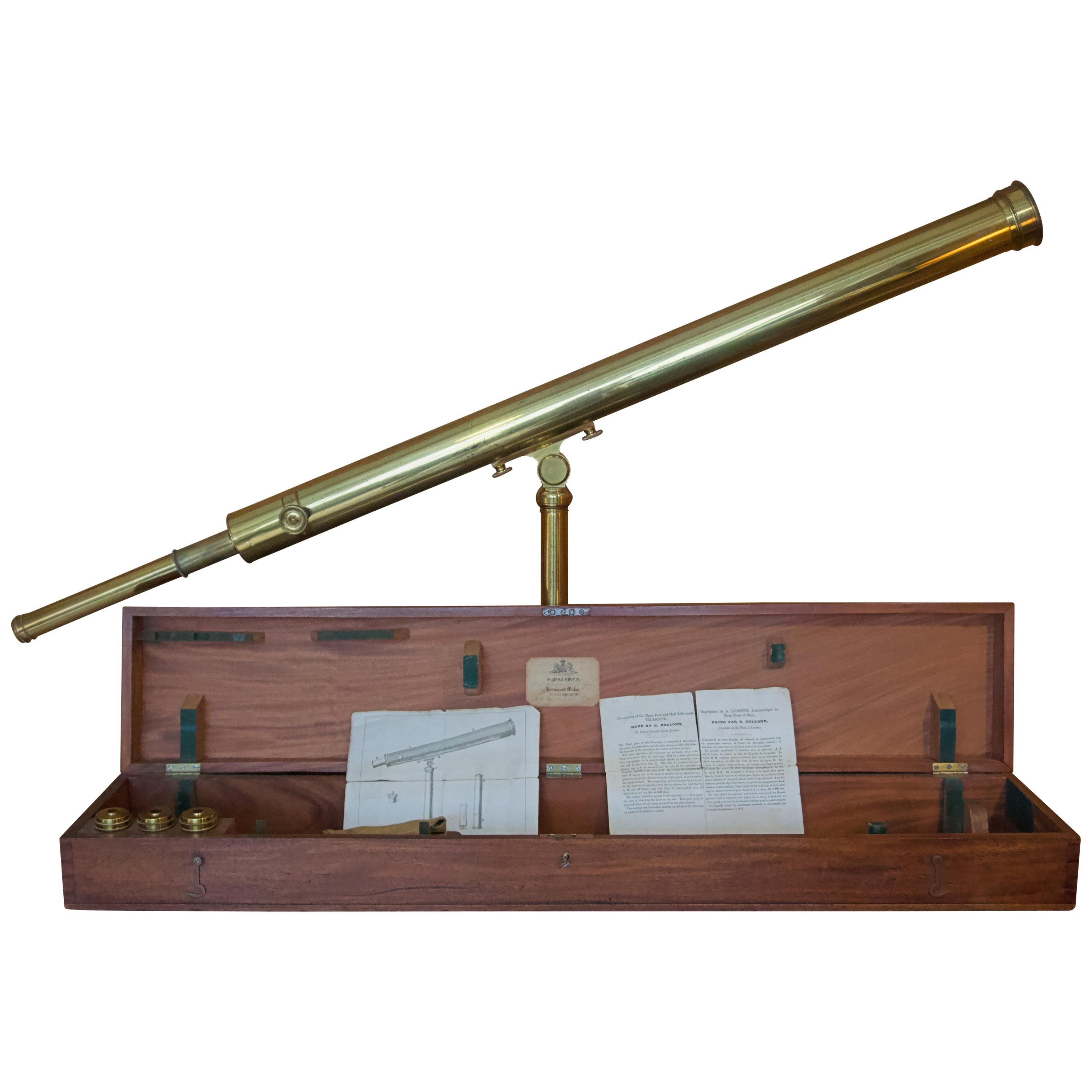 Télescope de table en laiton laqué de la fin du XVIIIe siècle