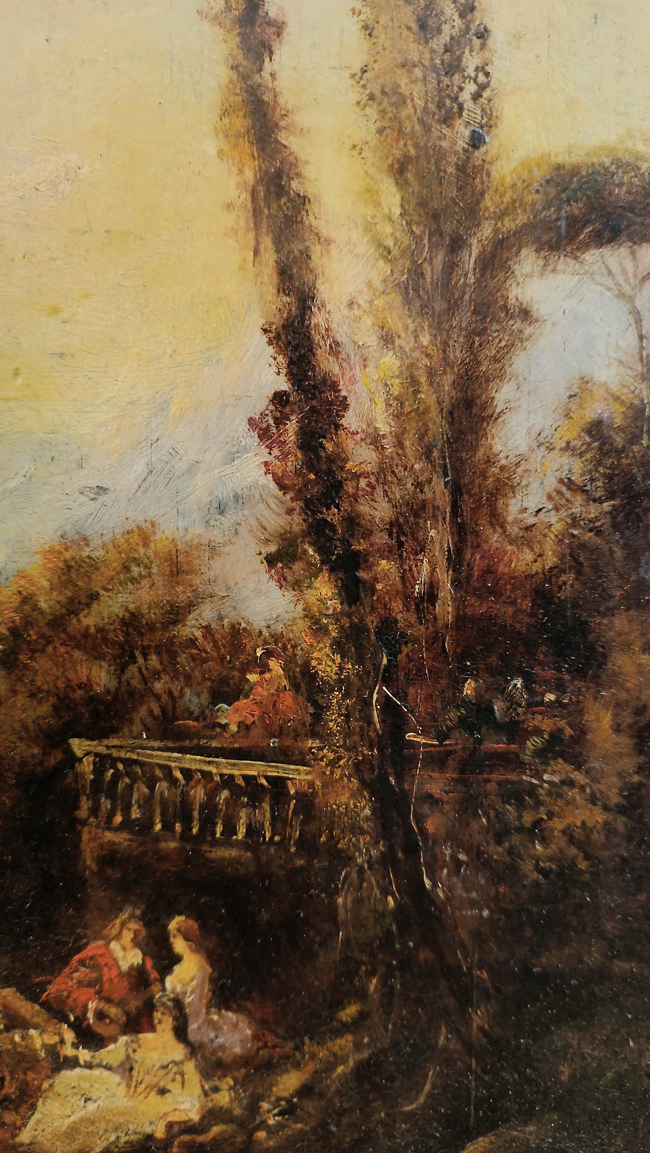 LATE 18th CENTURY LANDSCAPE PAINTING WITH FIGURES For Sale 1