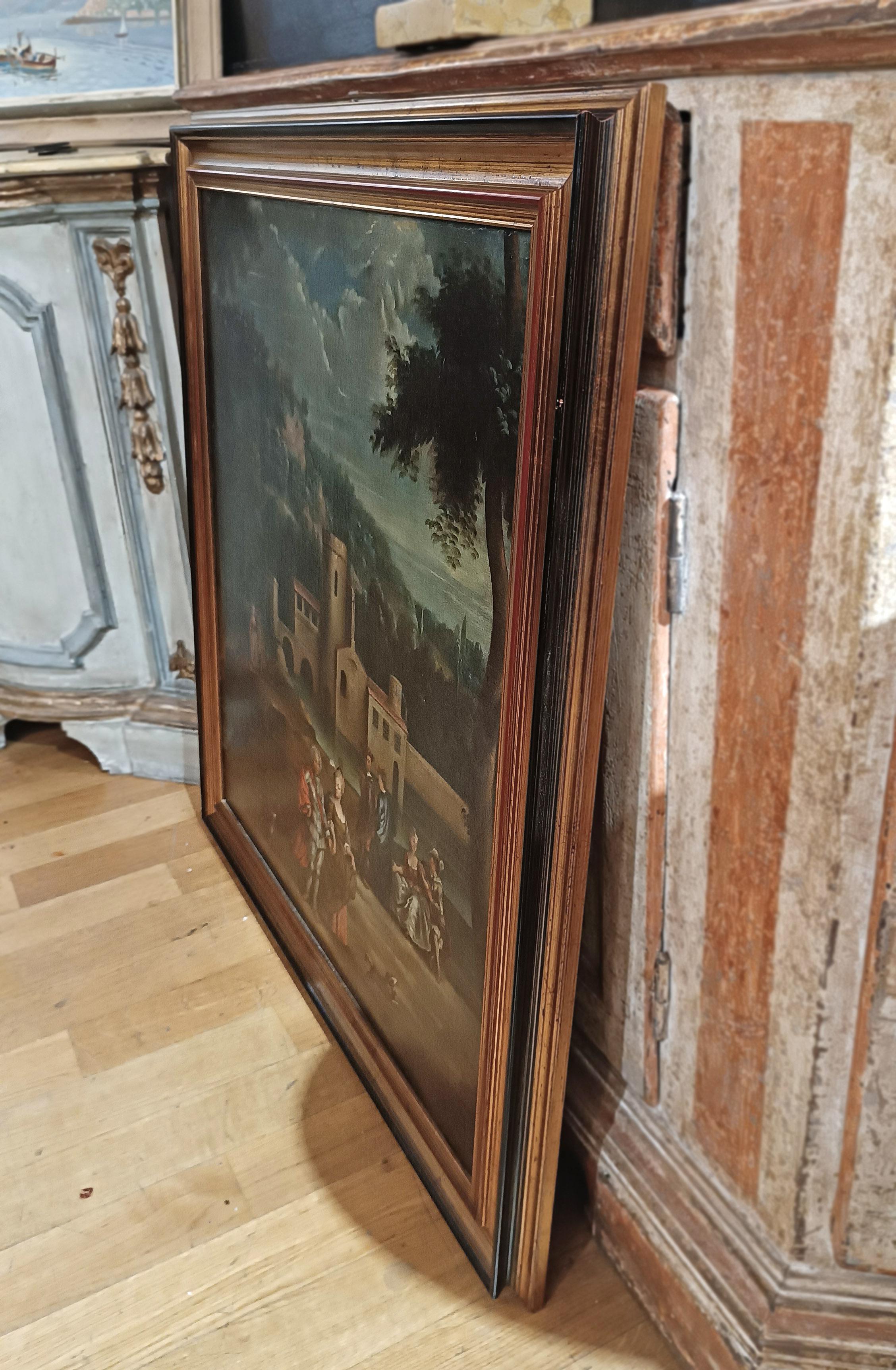 LATE 18th CENTURY LANDSCAPE PAINTING WITH FIGURES in vendita 2