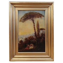 LATE 18th CENTURY LANDSCAPE PAINTING WITH FIGURES