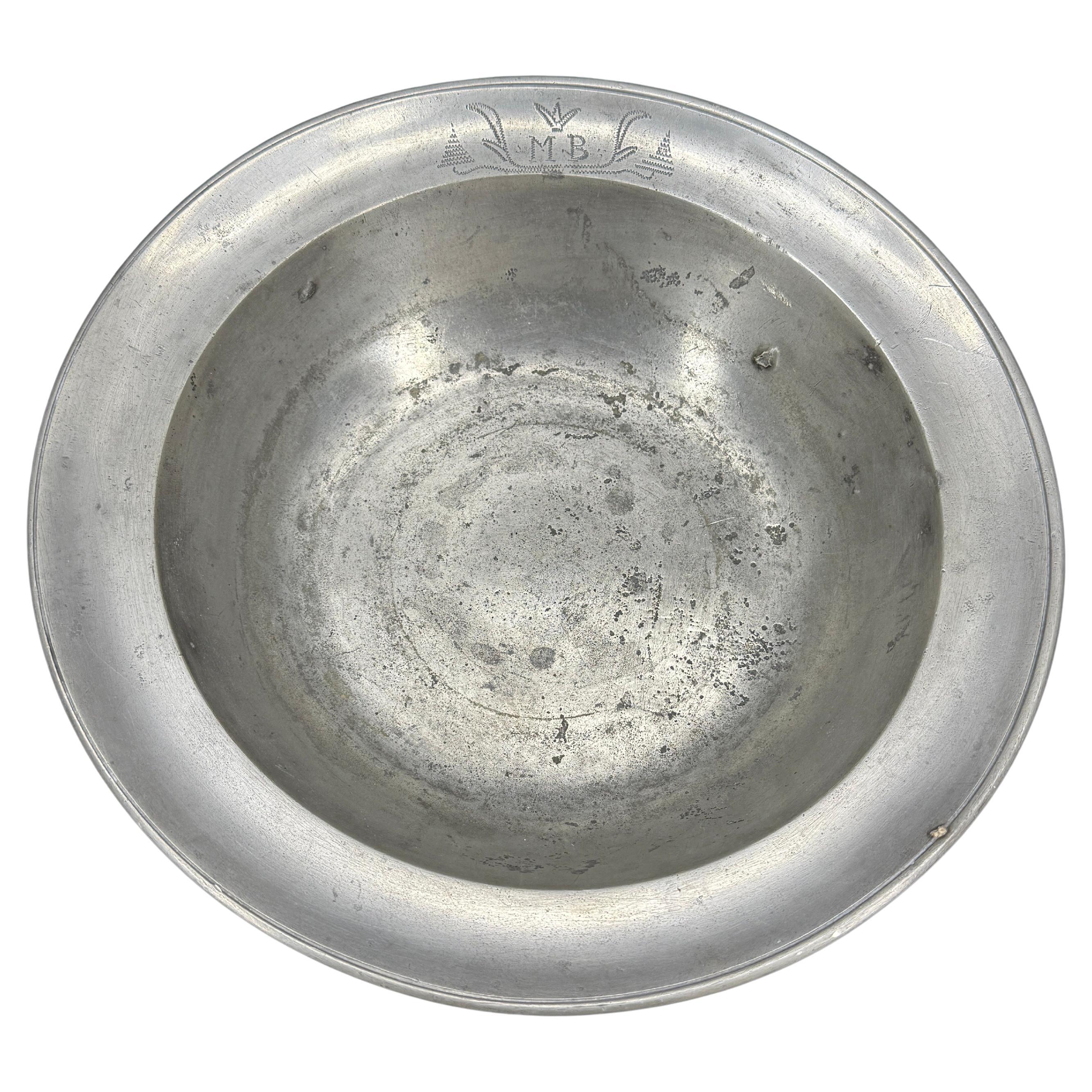 Late 18th Century Large Danish Round Pewter Bowl