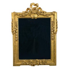 Late 18th Century Large Early Louis XVI Carved Giltwood Mirror