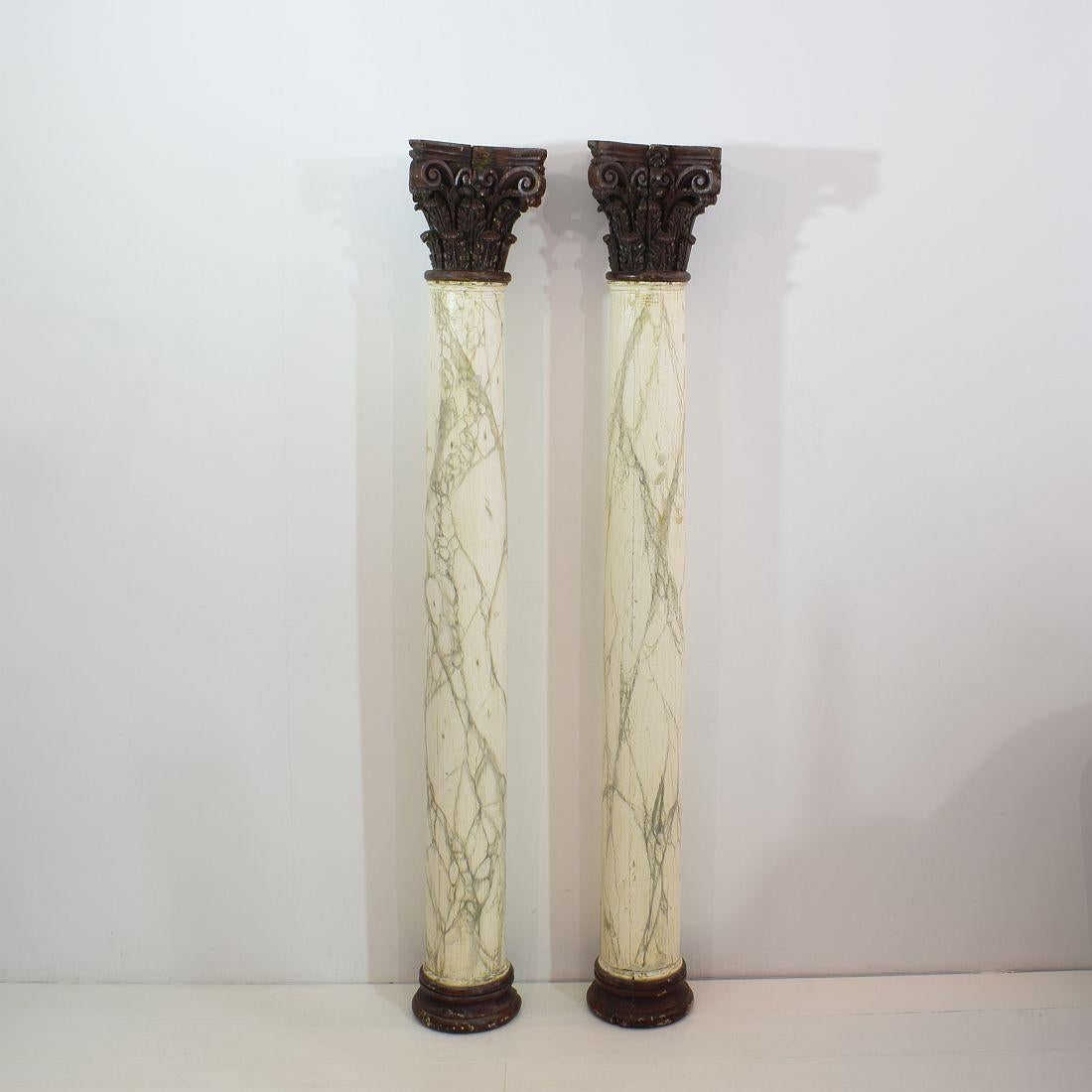 18th Century and Earlier Late 18th Century Large Italian Corinthian Painted Columns