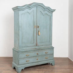 Late 18th Century Large Swedish Blue Painted Wedding Cabinet