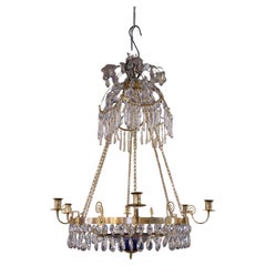 Antique Late 18th Century Late-Gustavian Chandelier with Blue Bowl