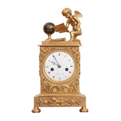 Antique Late 18th Century Le Roi à Paris Fire-Gilded Bronze Mantel Clock