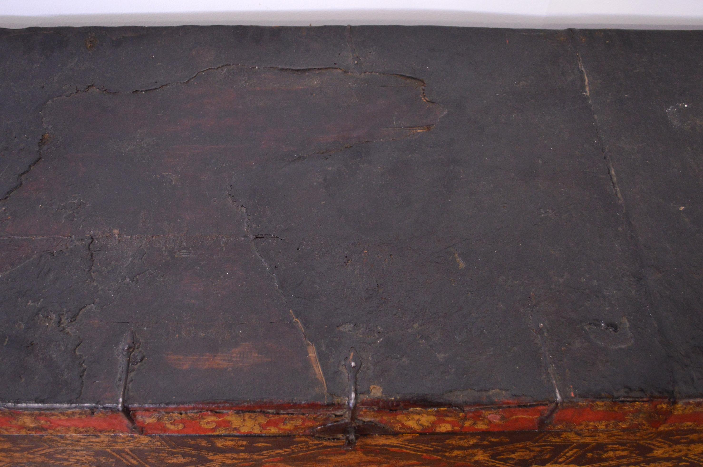 Late 18th Century Leather and Metal Tibetan Trunk For Sale 12