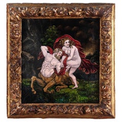 Late 18th Century, Limoges Enamel Plate "Deianeira and the Centaur Nessus"