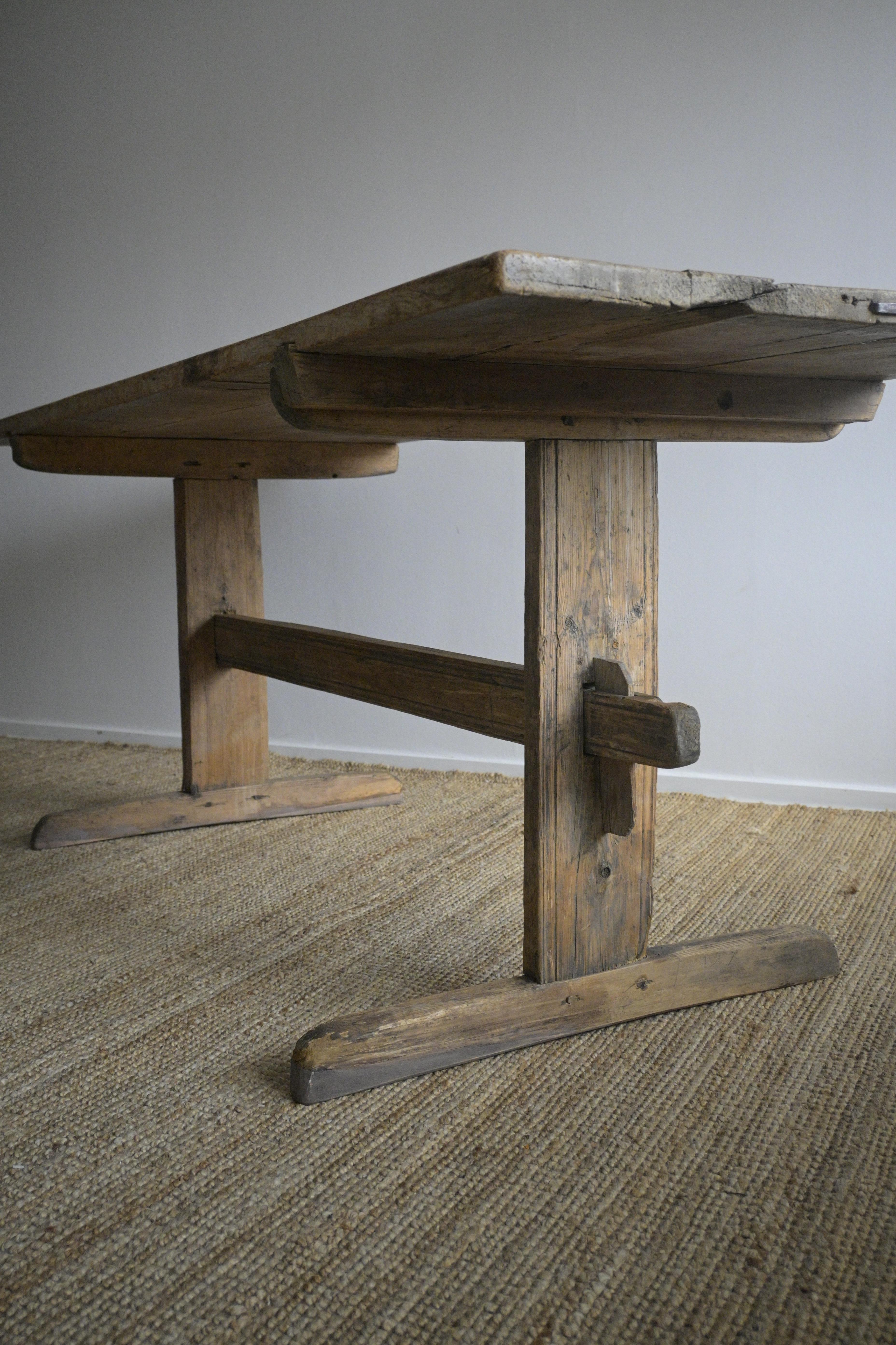 Pine Late 18th-century long Trestle Table from Sweden For Sale