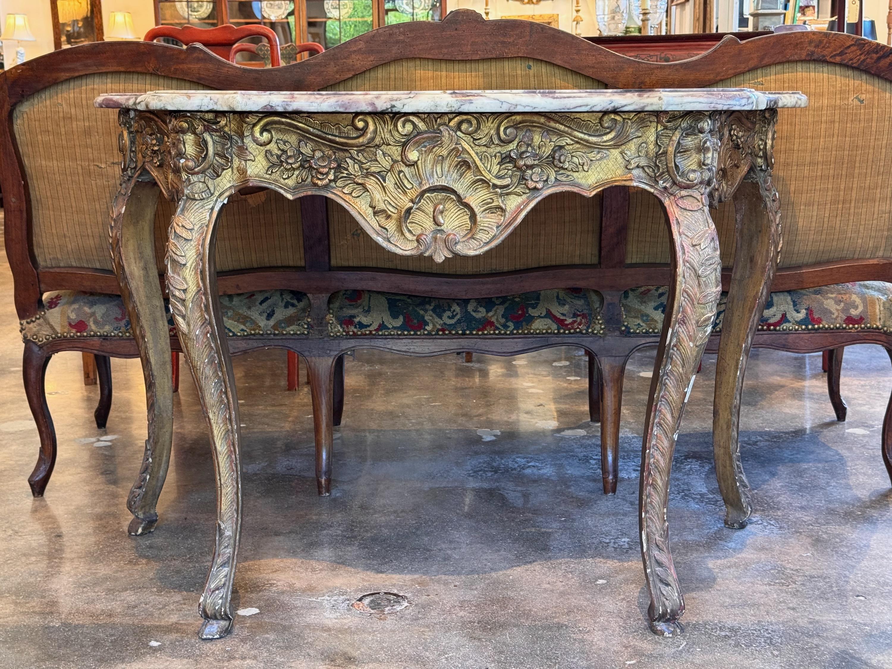 French Late 18th Century Louis XV Giltwood Console For Sale