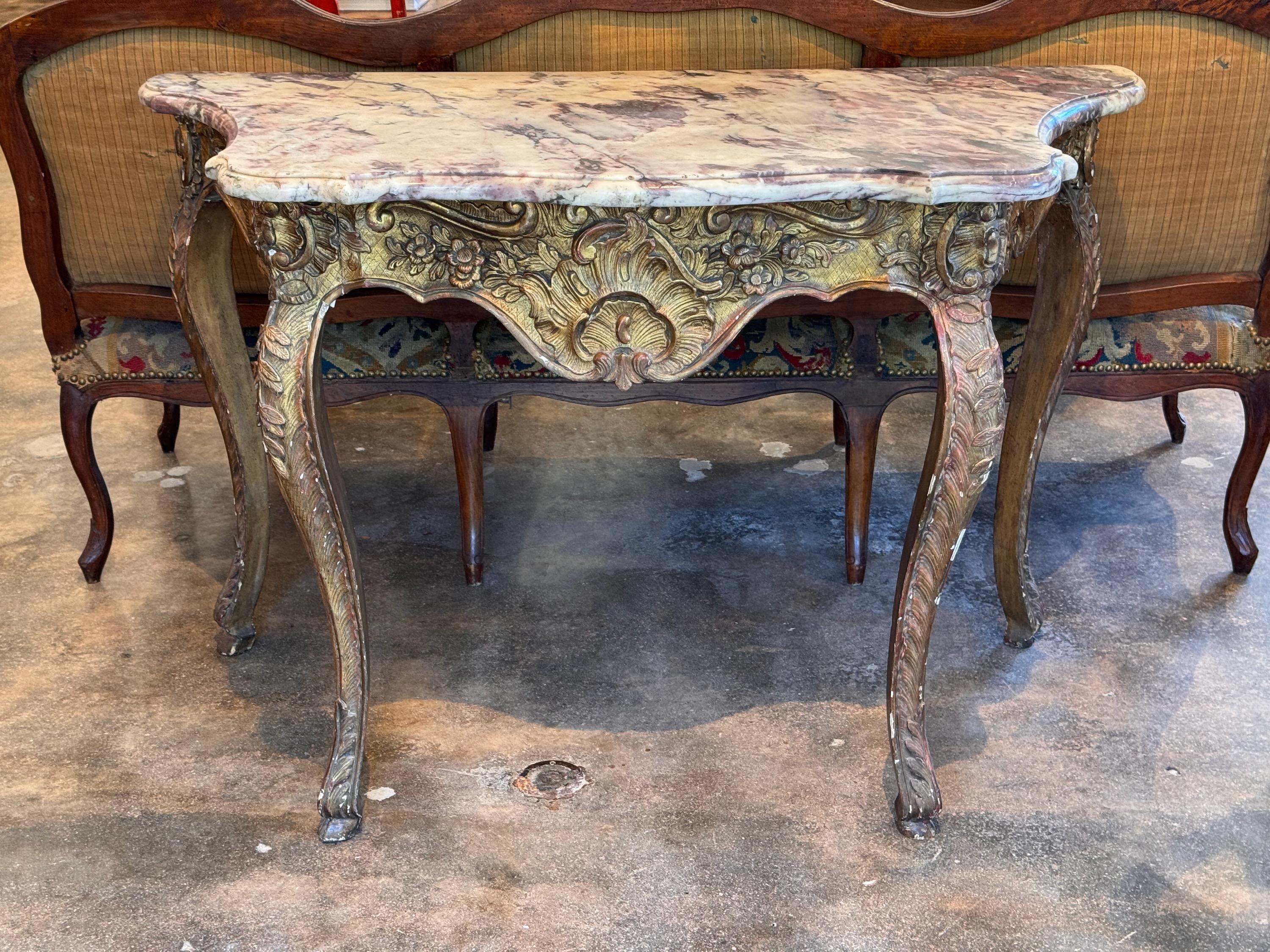 Late 18th Century Louis XV Giltwood Console In Good Condition For Sale In Charlottesville, VA