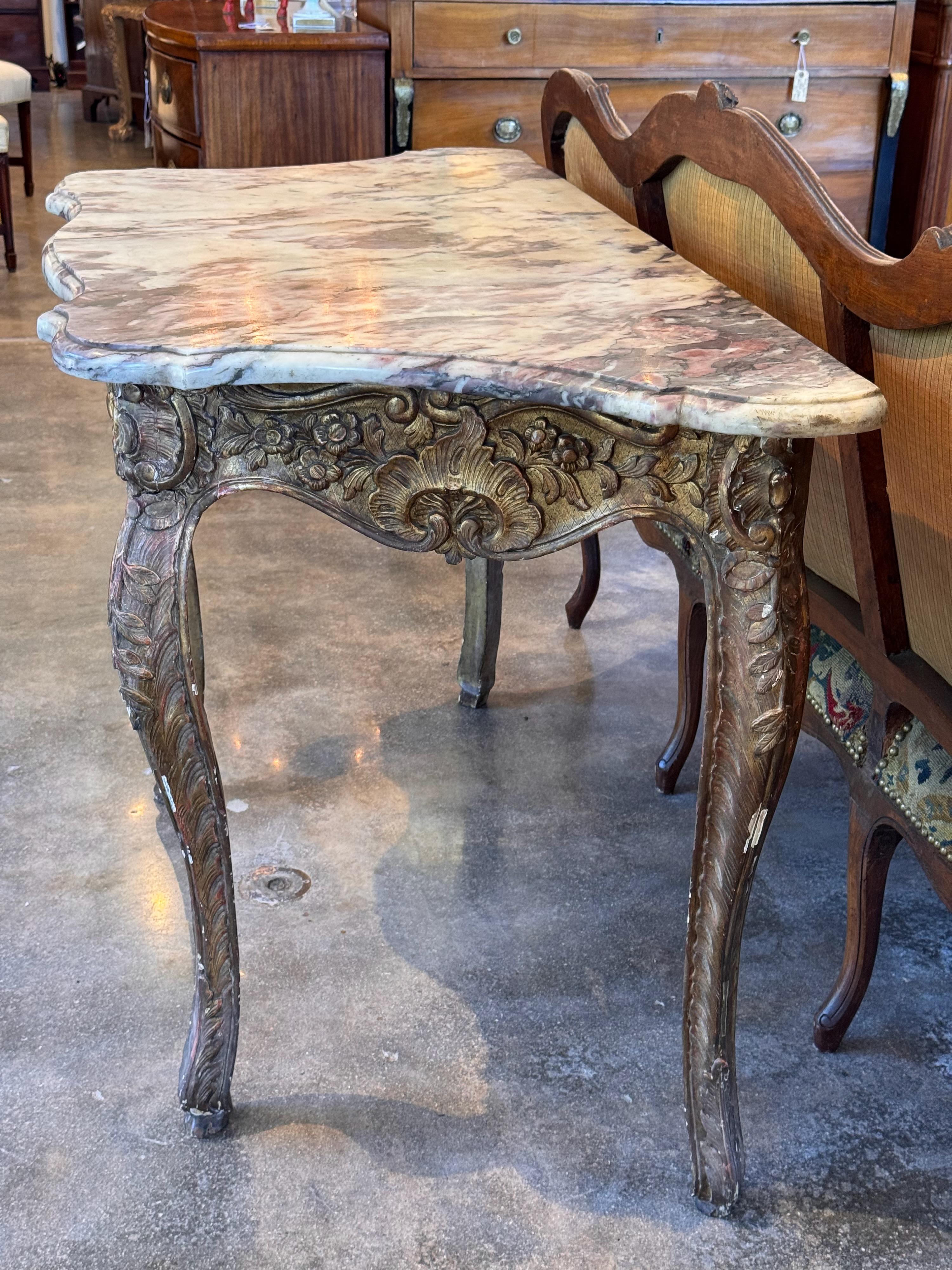 Late 18th Century Louis XV Giltwood Console For Sale 3