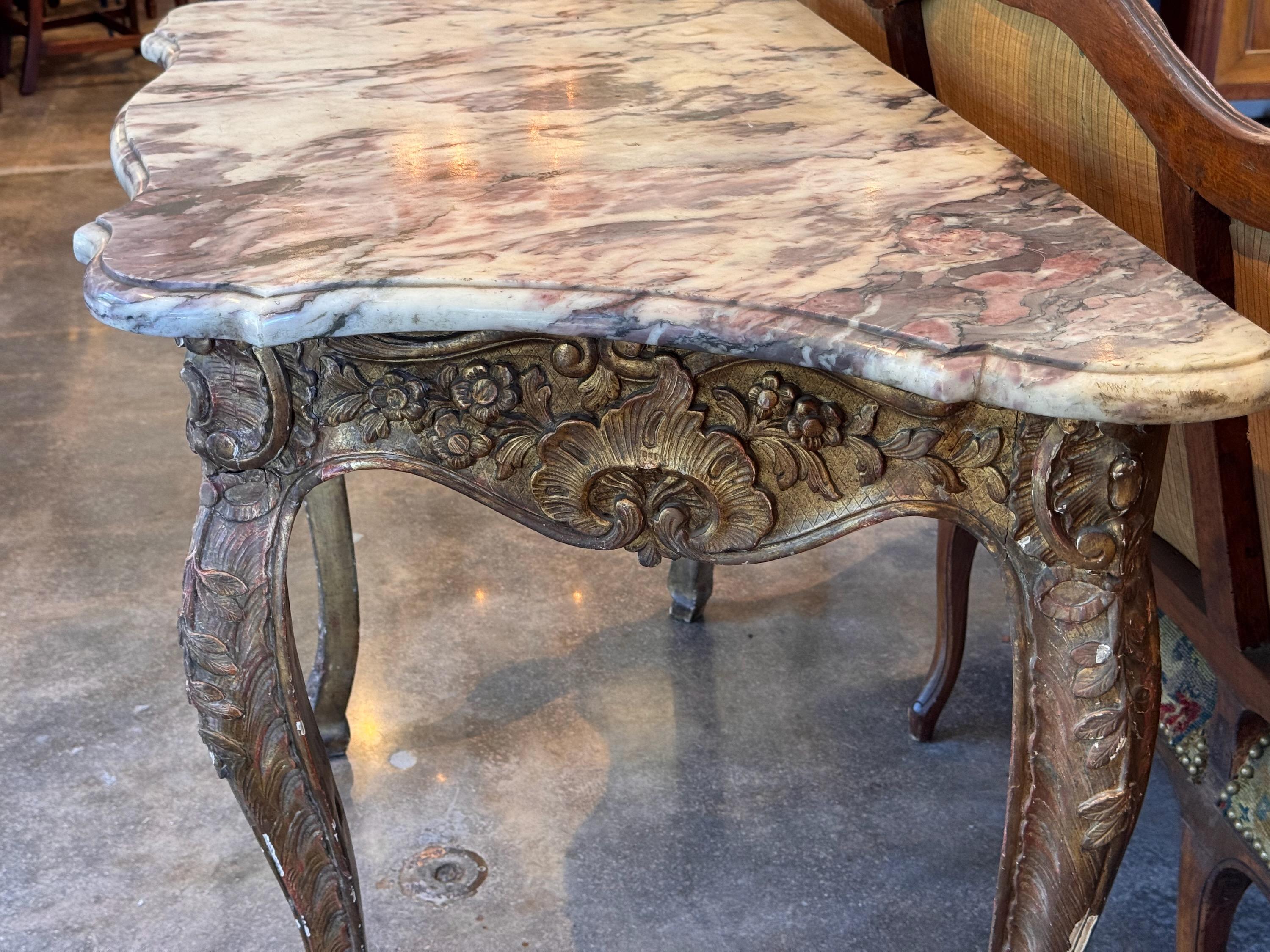 Late 18th Century Louis XV Giltwood Console For Sale 4