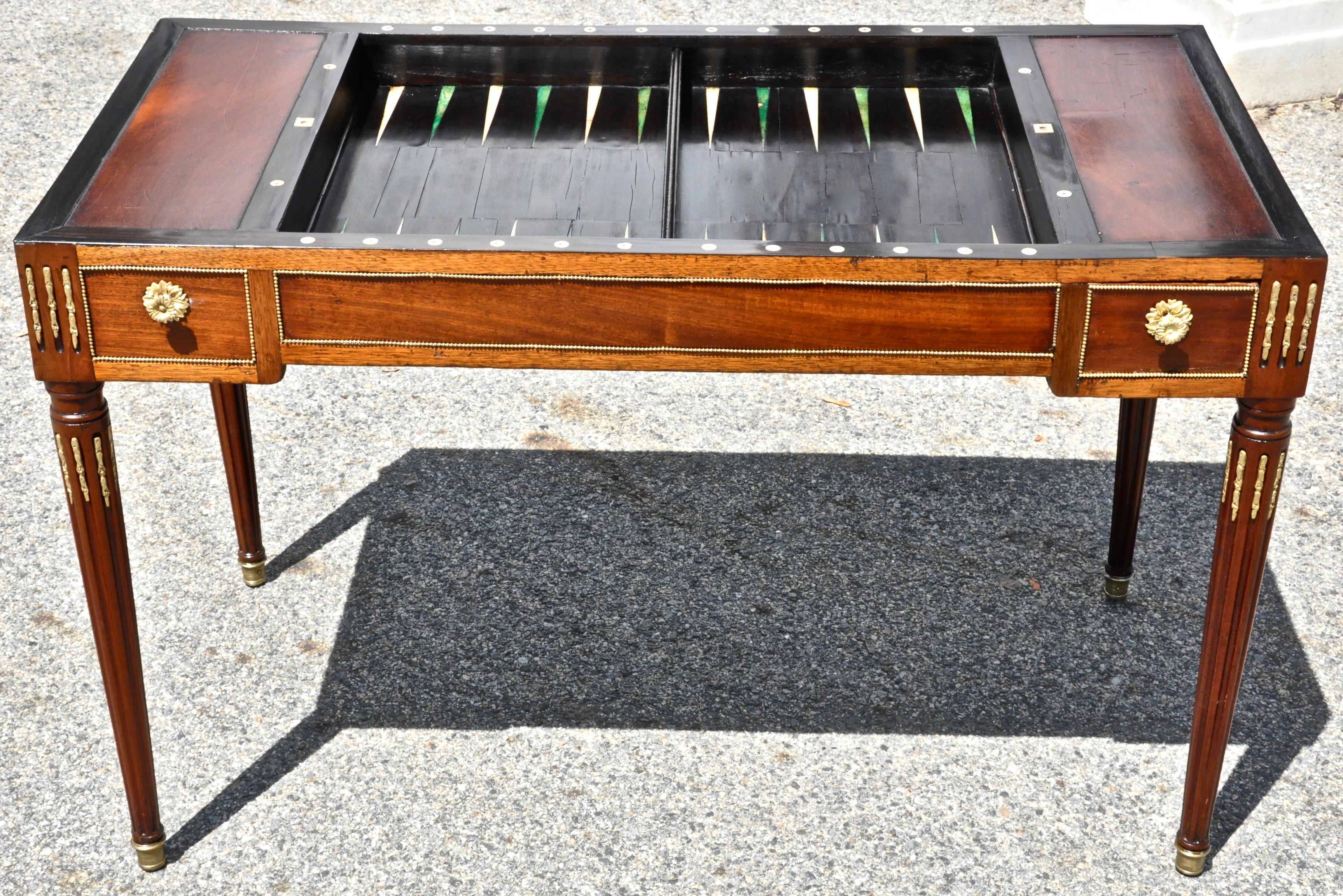 Ebony Late 18th Century Louis XVI Backgammon or Trictrac Game Table
