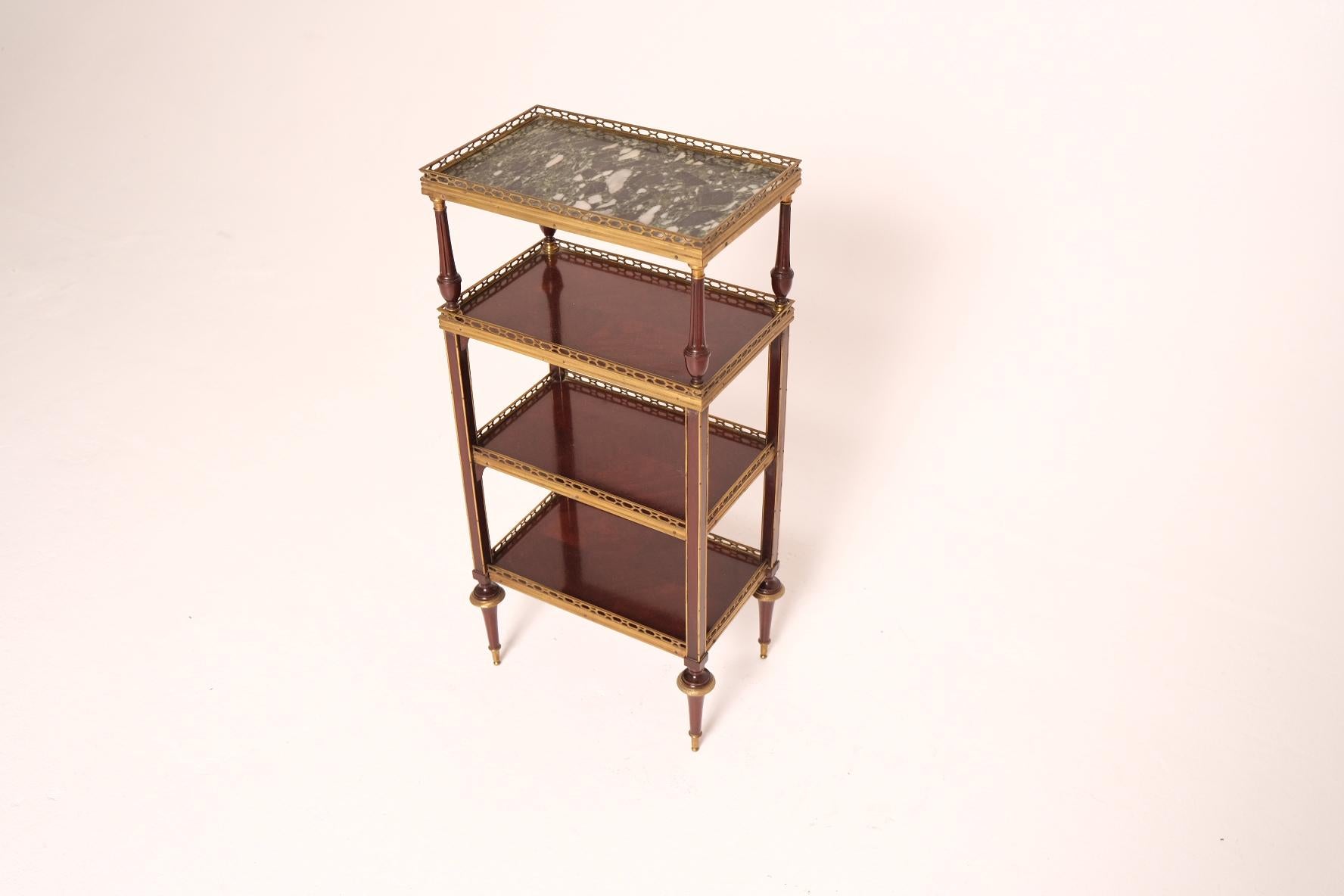 Late 18th Century Louis XVI Mahogany and Gilt Bronze Étagère with Marble Top For Sale 5