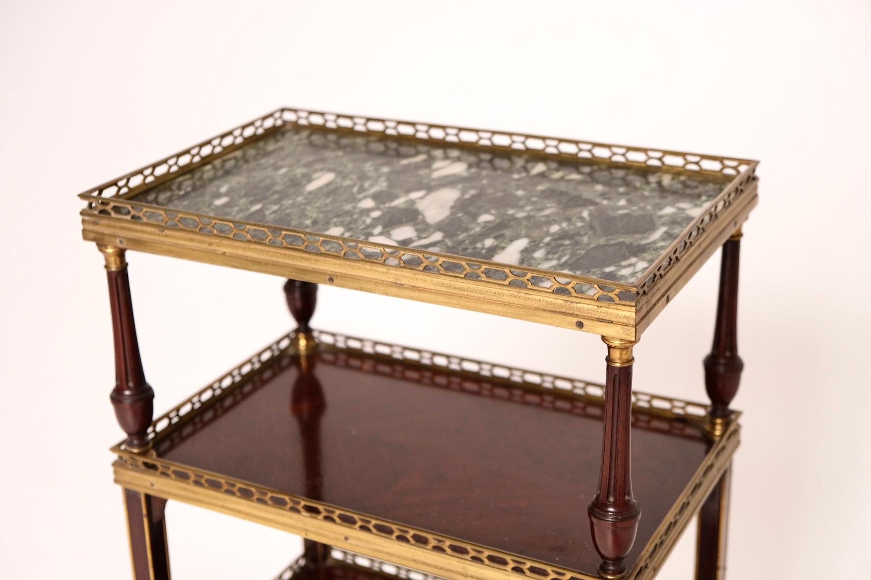 Late 18th Century Louis XVI Mahogany and Gilt Bronze Étagère with Marble Top For Sale 6