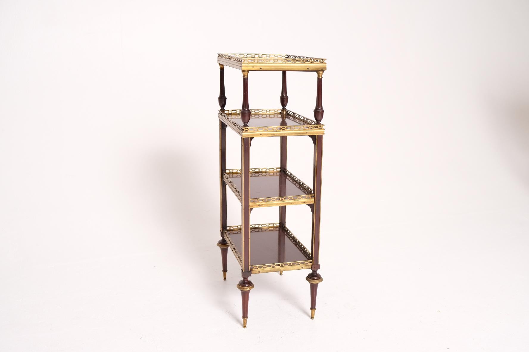 Late 18th Century Louis XVI Mahogany and Gilt Bronze Étagère with Marble Top For Sale 7