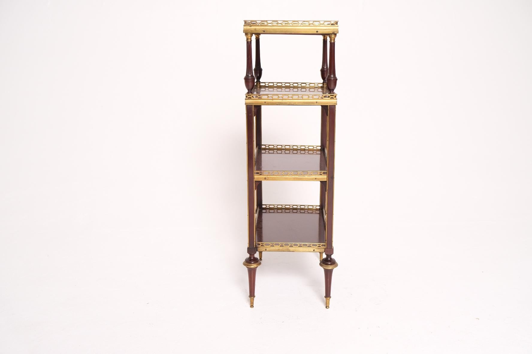 Late 18th Century Louis XVI Mahogany and Gilt Bronze Étagère with Marble Top For Sale 8
