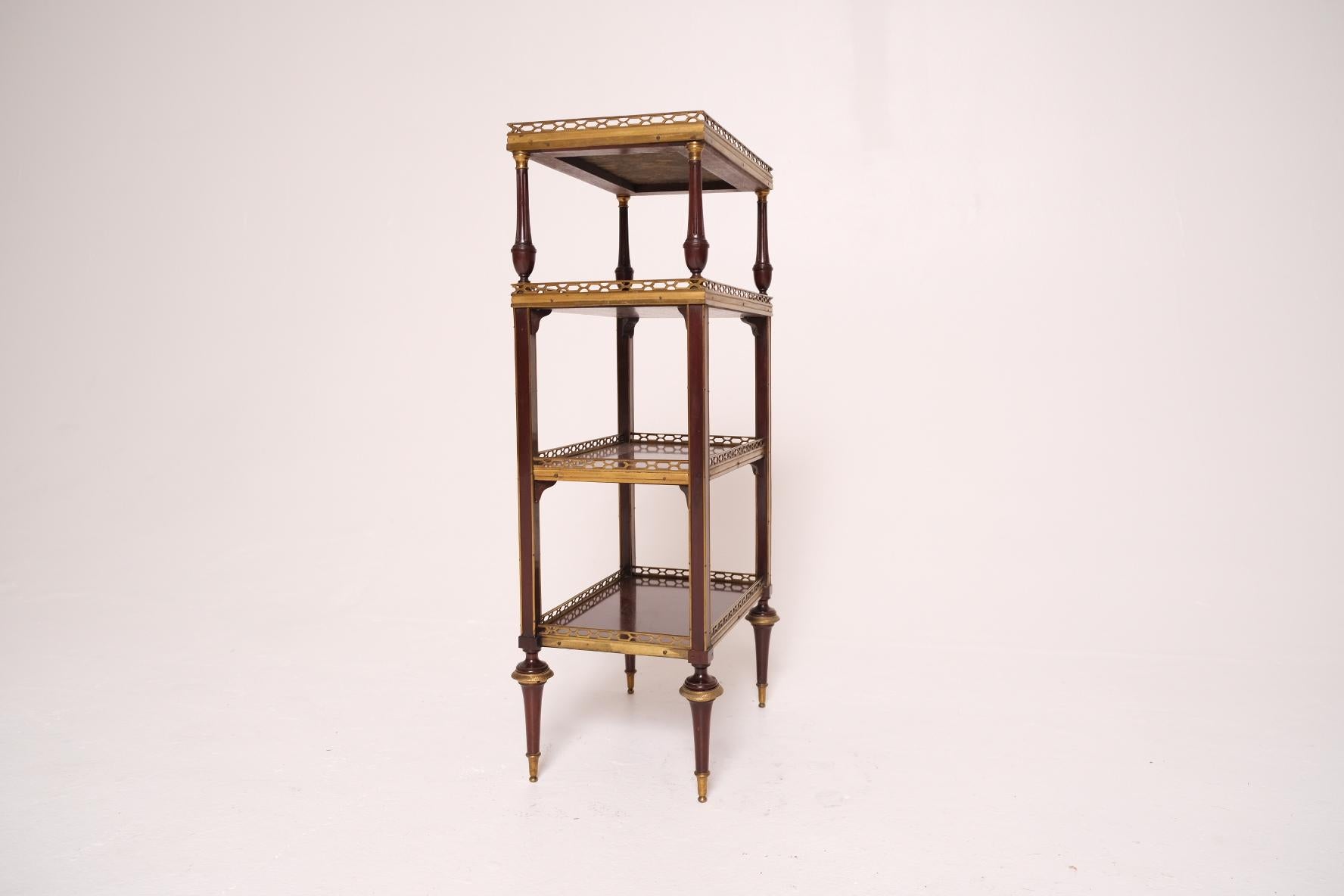Late 18th Century Louis XVI Mahogany and Gilt Bronze Étagère with Marble Top For Sale 10