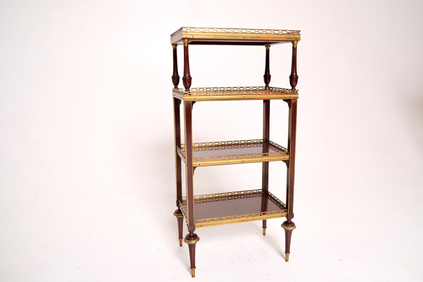 Late 18th Century Louis XVI Mahogany and Gilt Bronze Étagère with Marble Top For Sale 11