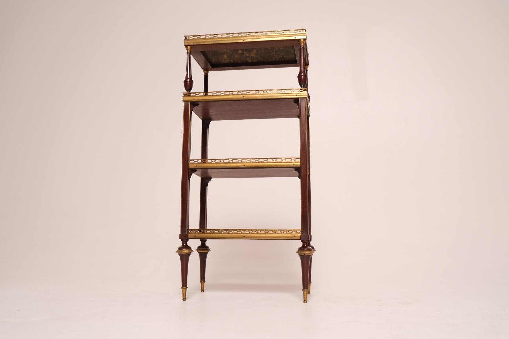 French Late 18th Century Louis XVI Mahogany and Gilt Bronze Étagère with Marble Top For Sale