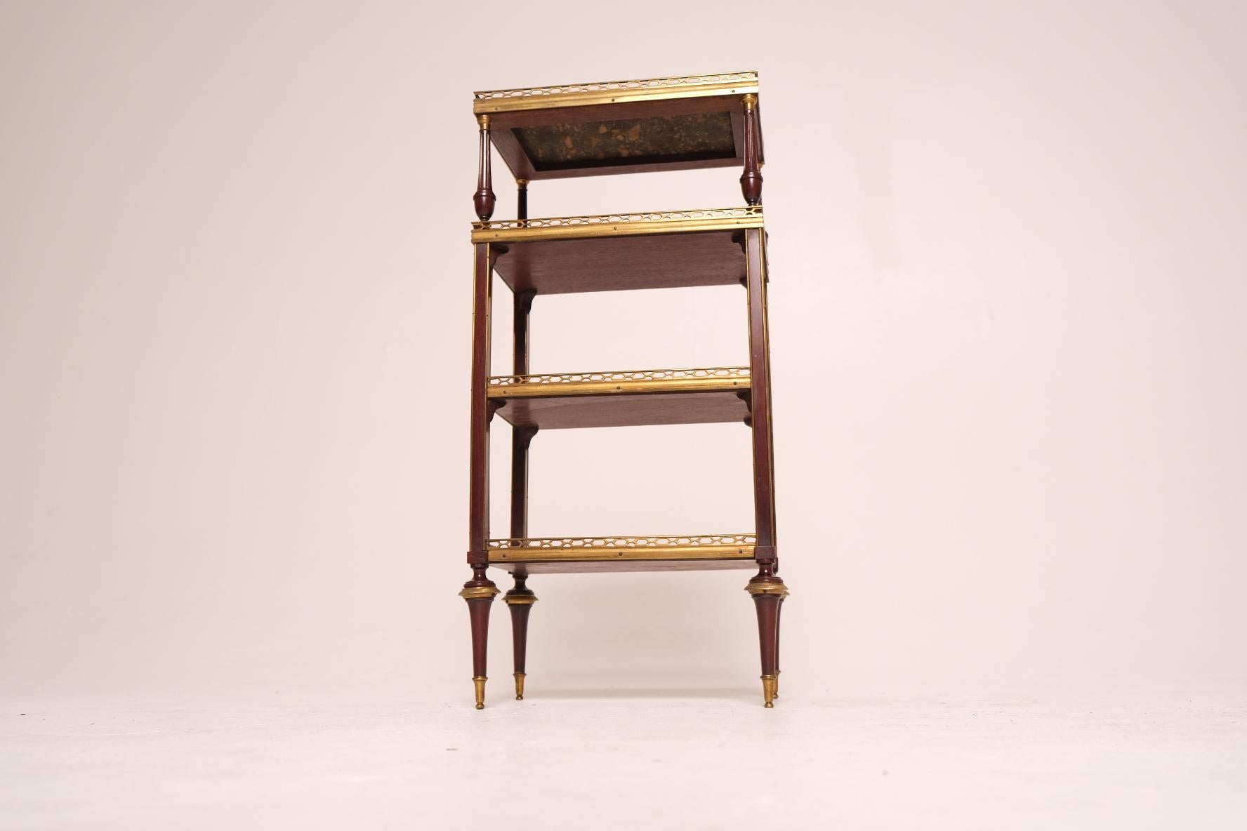 Late 18th Century Louis XVI Mahogany and Gilt Bronze Étagère with Marble Top In Excellent Condition For Sale In Los Angeles, CA