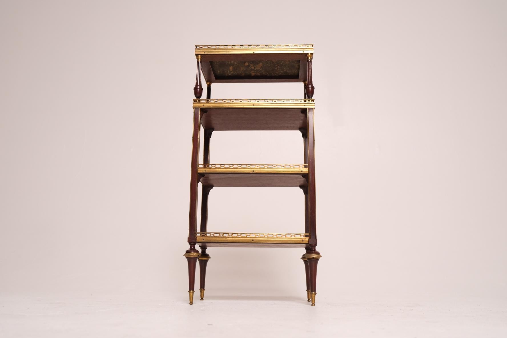 Brass Late 18th Century Louis XVI Mahogany and Gilt Bronze Étagère with Marble Top For Sale
