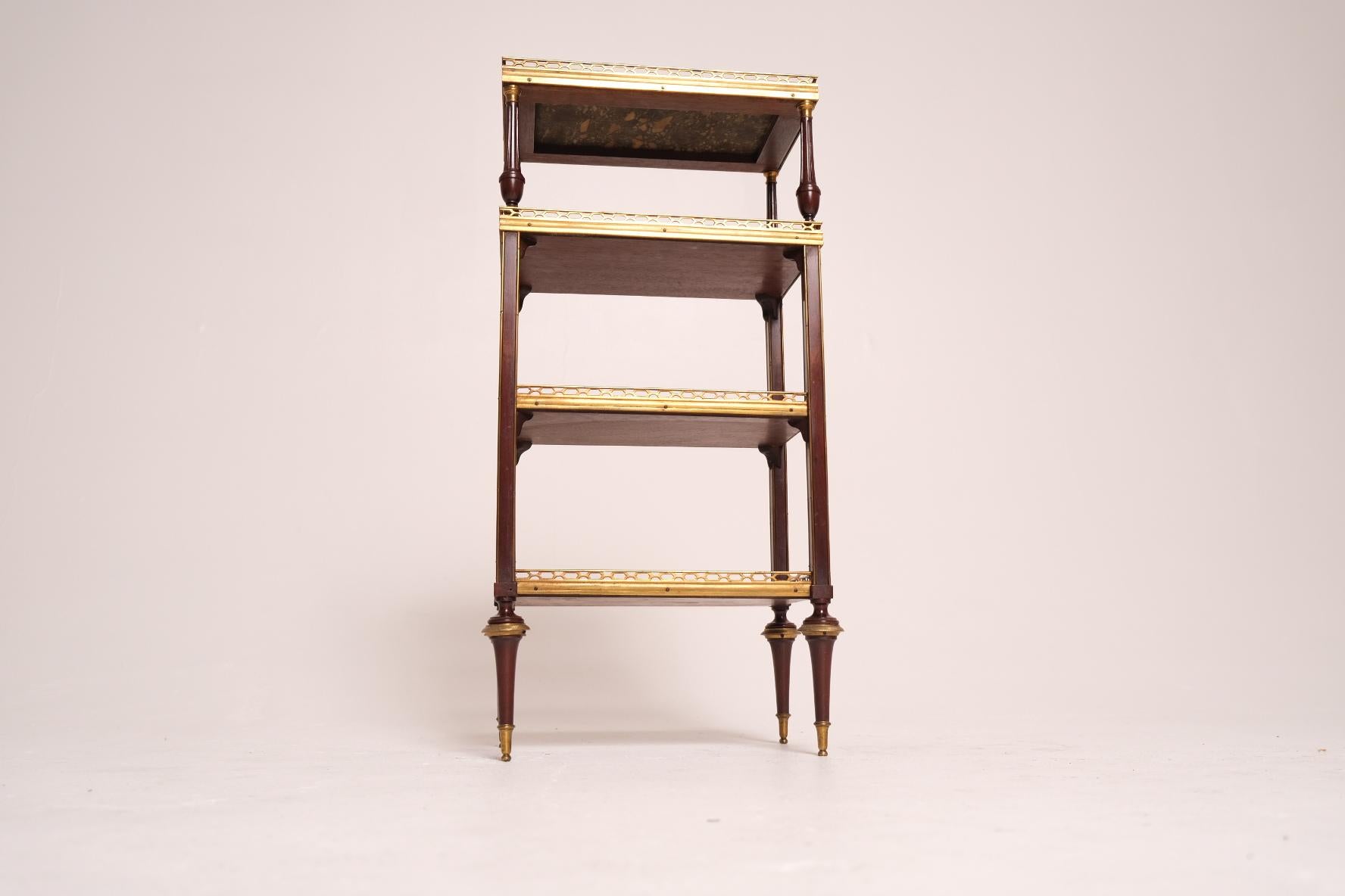 Late 18th Century Louis XVI Mahogany and Gilt Bronze Étagère with Marble Top For Sale 1