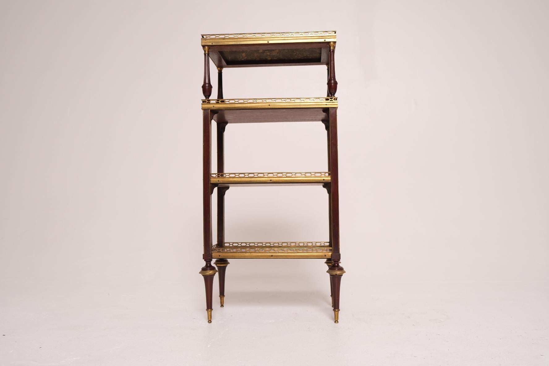 Late 18th Century Louis XVI Mahogany and Gilt Bronze Étagère with Marble Top For Sale 2