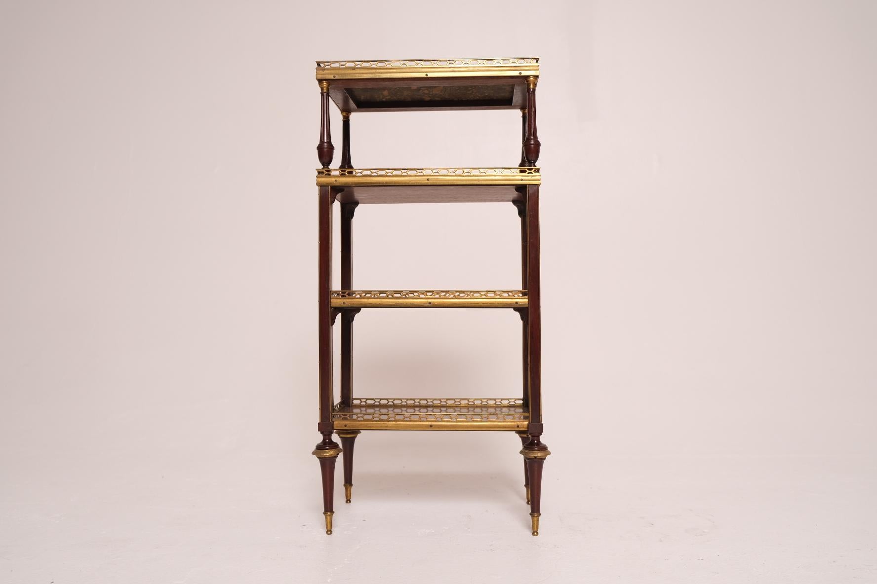 Late 18th Century Louis XVI Mahogany and Gilt Bronze Étagère with Marble Top For Sale 3