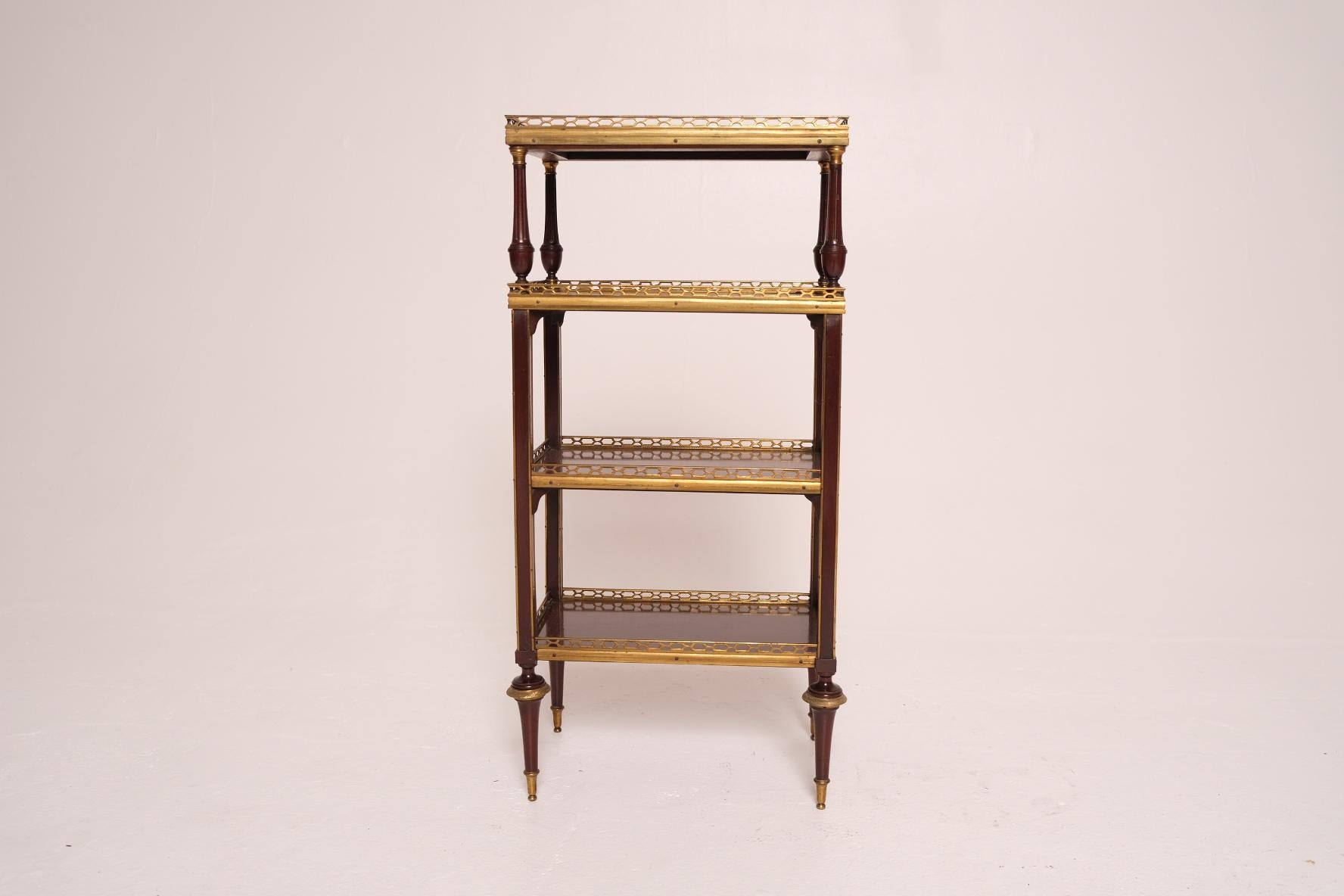 Late 18th Century Louis XVI Mahogany and Gilt Bronze Étagère with Marble Top For Sale 4