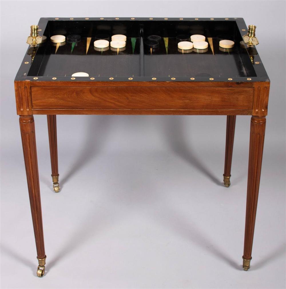 English Late 18th Century Louis XVI Mahogany and Marquetry Inlaid Tric-Trac Games Table