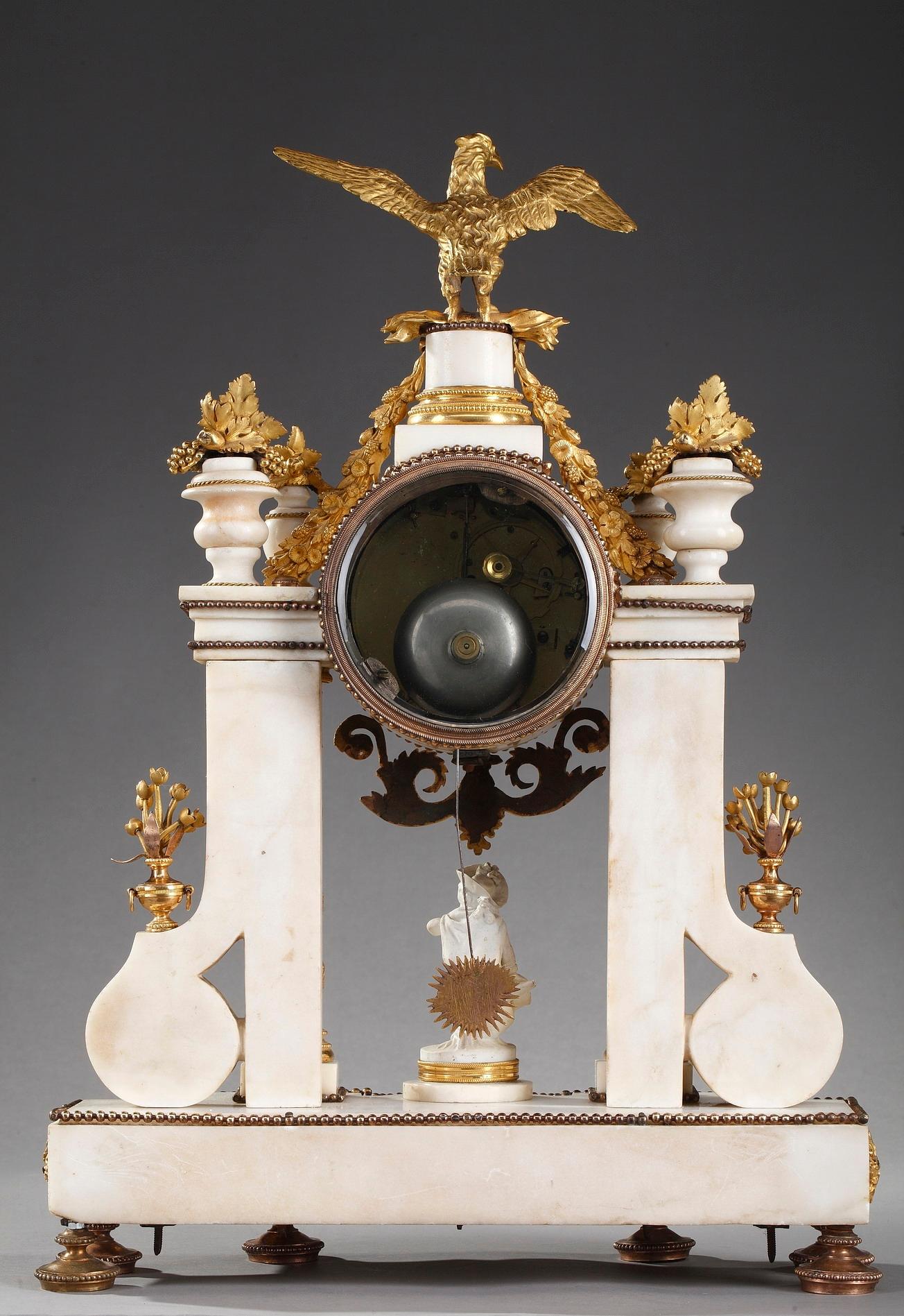 Late 18th Century Louis XVI Marble and Gilt Bronze Portico Clock 14