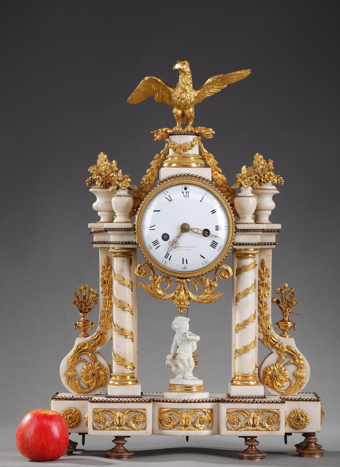 Late 18th Century Louis XVI Marble and Gilt Bronze Portico Clock 3
