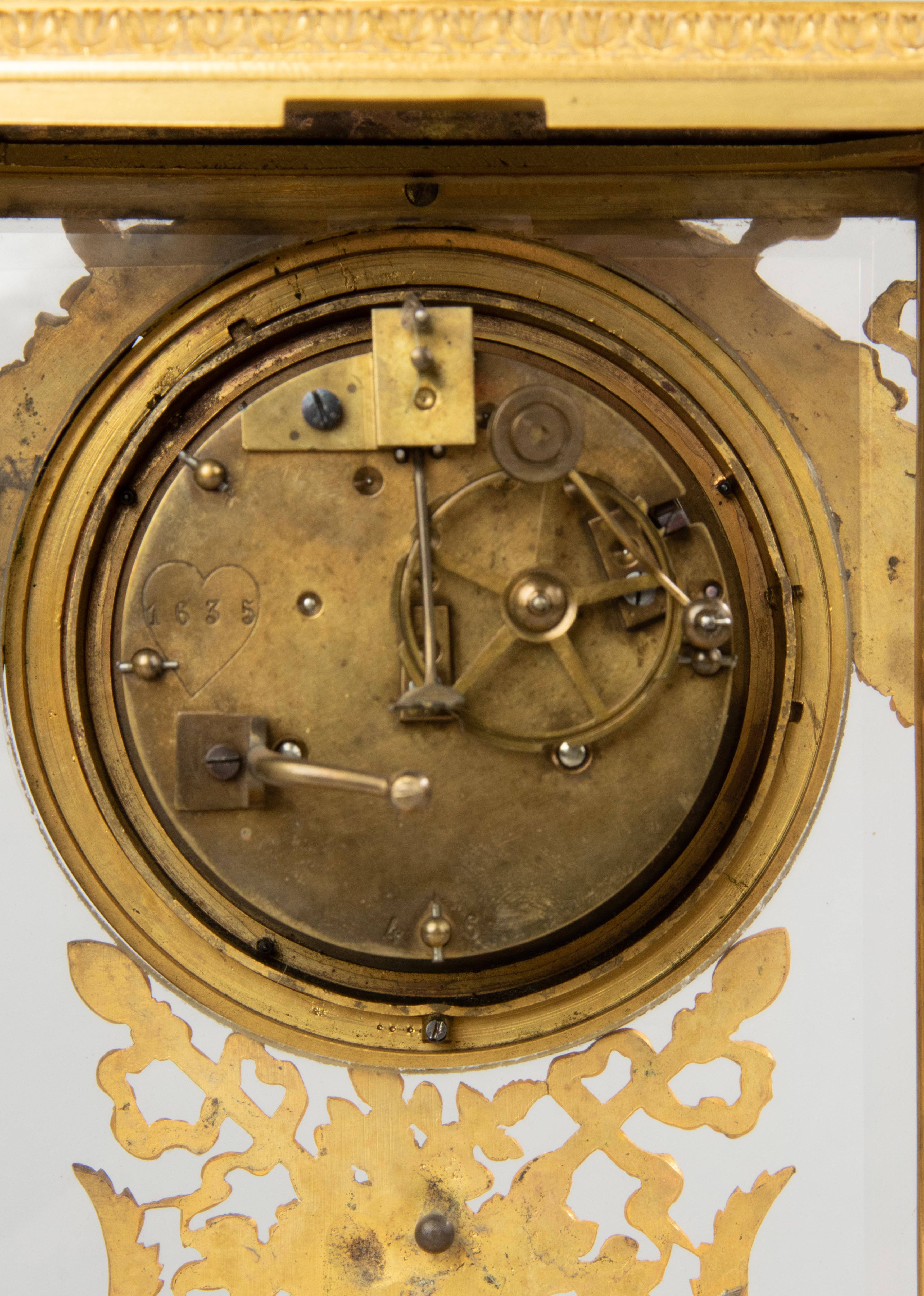 Late 18th Century Louis XVI Period Bronze Ormolu Mantel Clock with Candelabras For Sale 14
