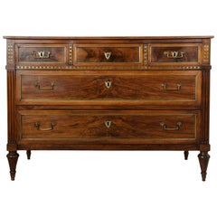 Late 18th Century Louis XVI Period Walnut Chest with Bronze Inlay from Bordeaux