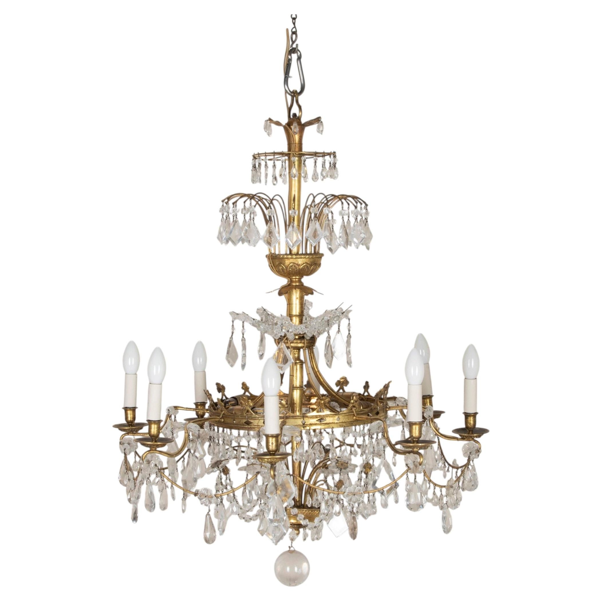 Late 18th Century Louis XVI Rock Crystal and Gilt Bronze Chandelier