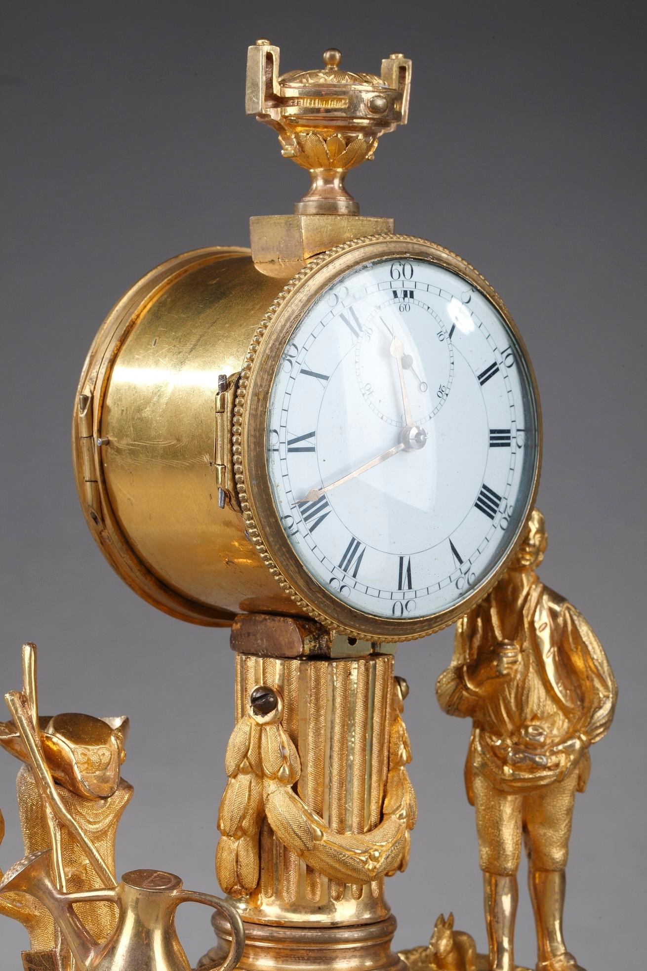 Late 18th Century Louis XVI Small Clock: The Gardener 4