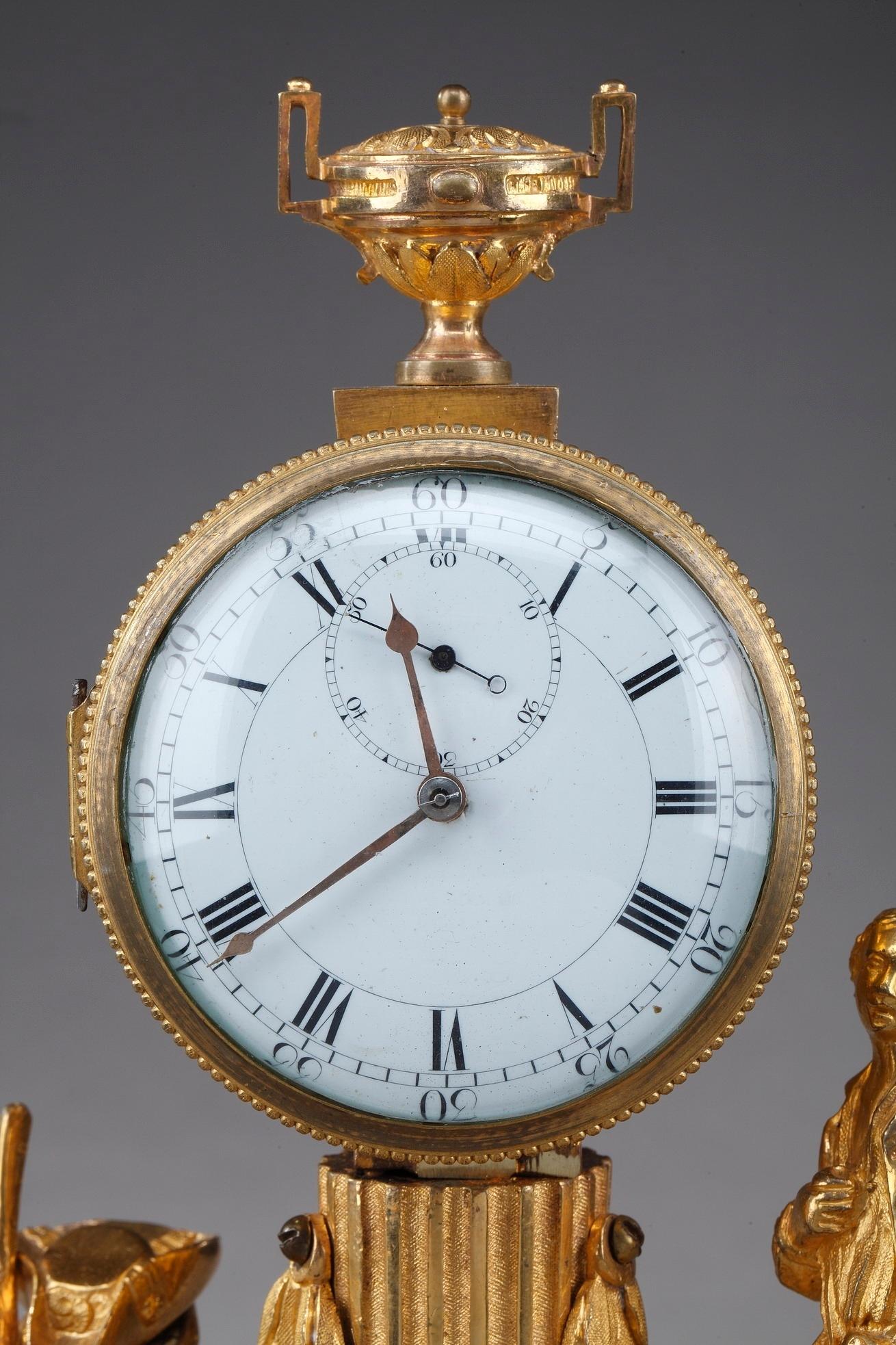French Late 18th Century Louis XVI Small Clock: The Gardener