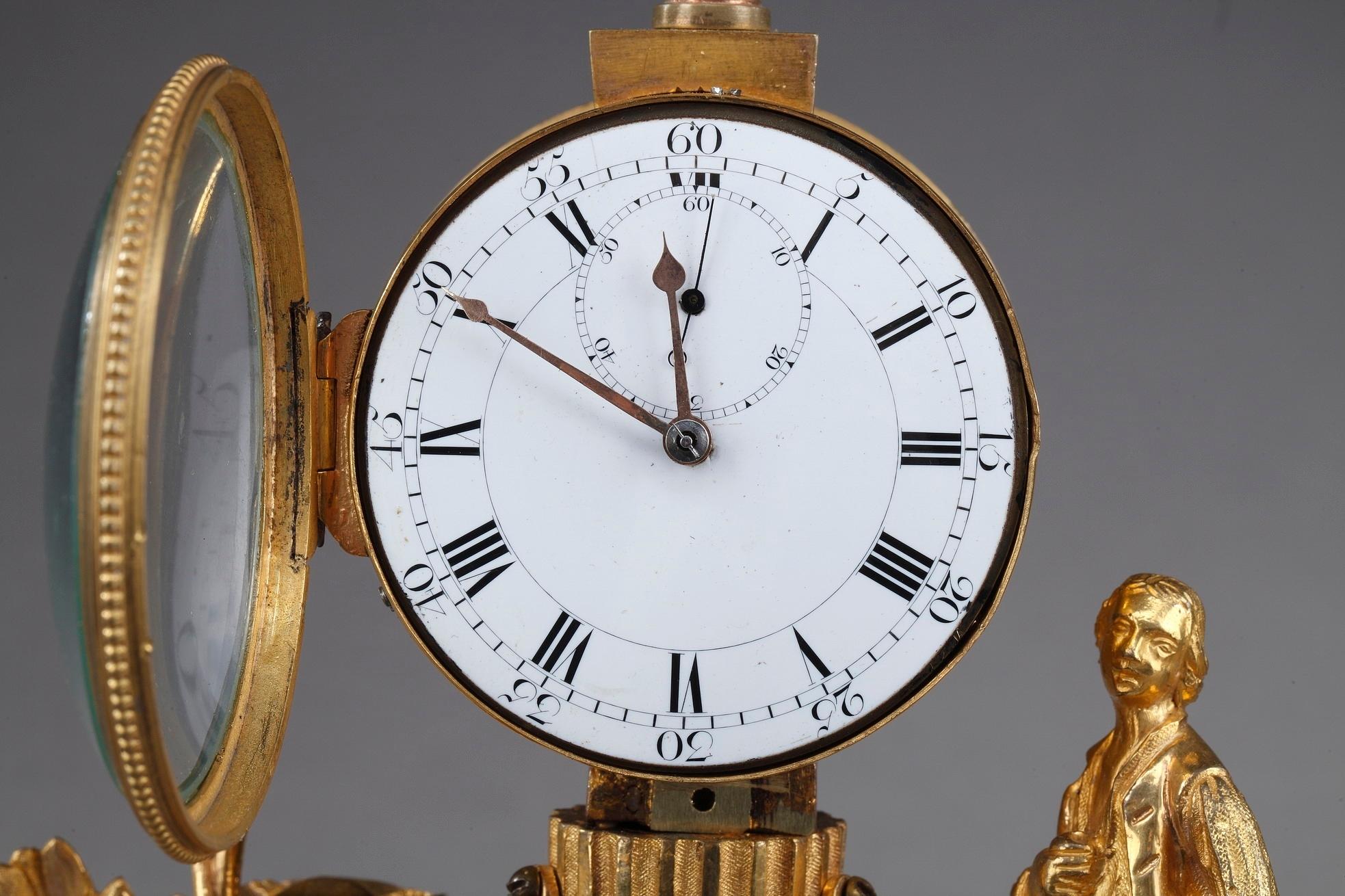 Gilt Late 18th Century Louis XVI Small Clock: The Gardener