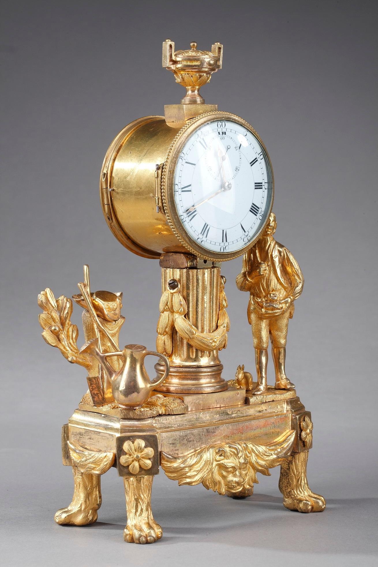 Late 18th Century Louis XVI Small Clock: The Gardener 1