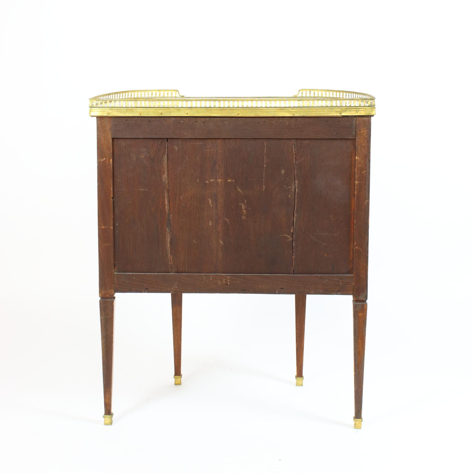 Bronze Late 18th Century Louis XVI Walnut Demilune Commode or Table Chiffonière For Sale