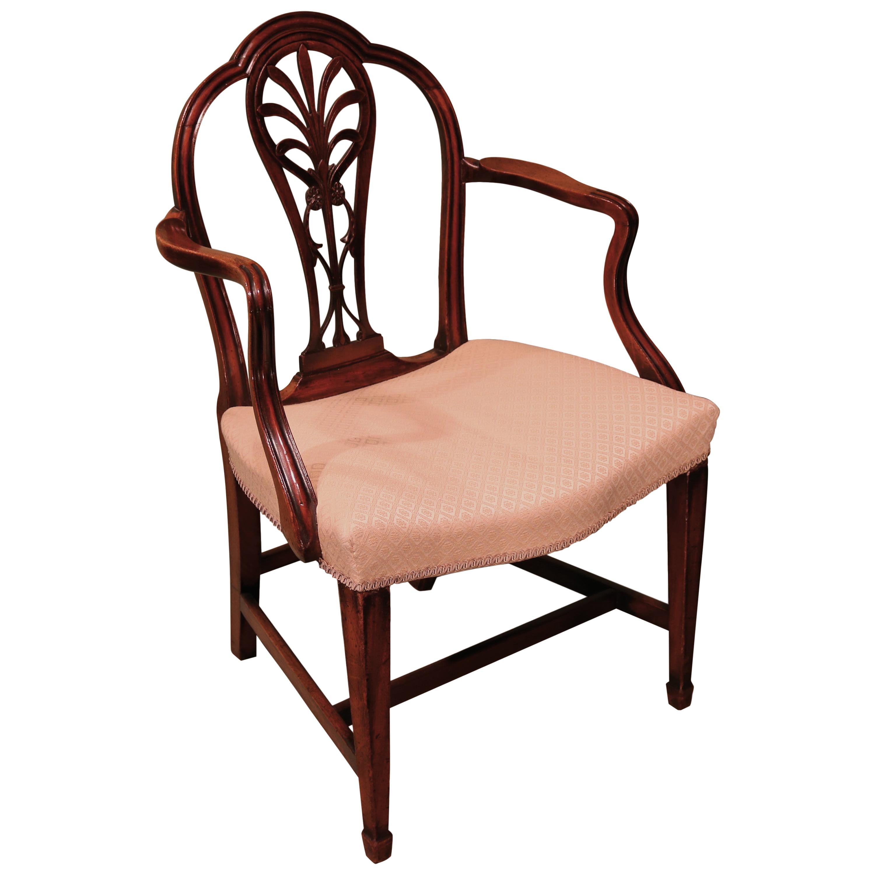 Late 18th Century Mahogany Armchair with Carved Back