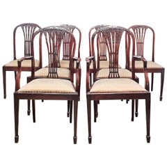 Antique Late 18th Century Mahogany Hepplewhite Style Dining Chairs, Set of 8