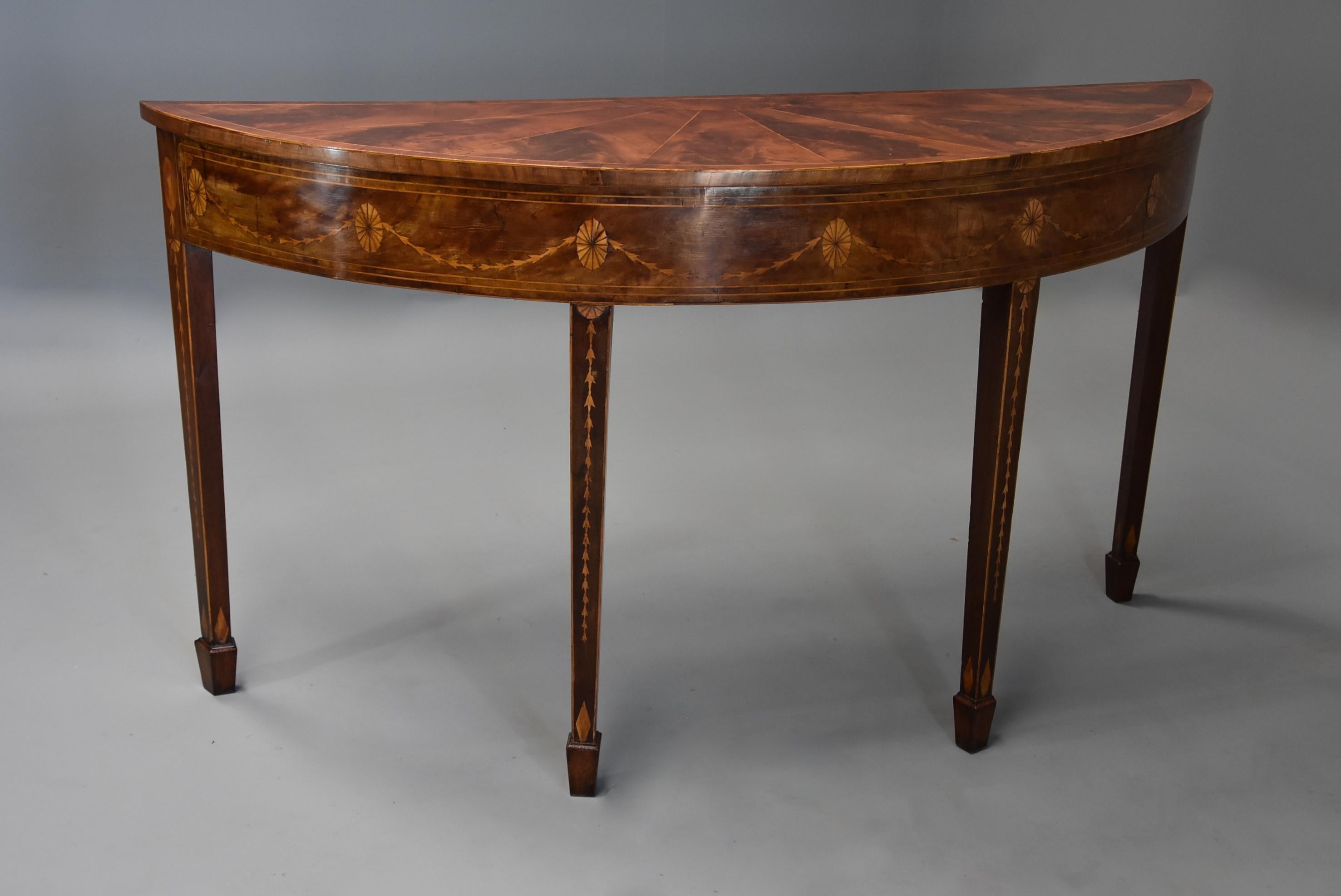 Irish Late 18th Century Mahogany Side Table of Semi-Elliptical Form with Superb Patina For Sale