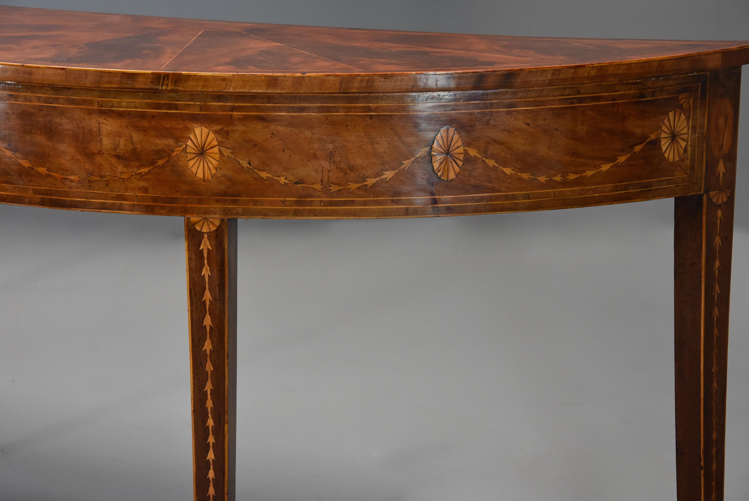 Late 18th Century Mahogany Side Table of Semi-Elliptical Form with Superb Patina For Sale 1